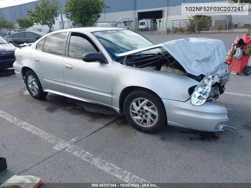 2003 Pontiac Grand Am Se1 VIN: 1G2NF52F03C207241 Lot: 40707354