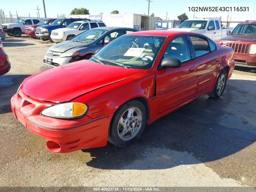 2003 Pontiac Grand Am Gt VIN: 1G2NW52E43C116531 Lot: 40823738