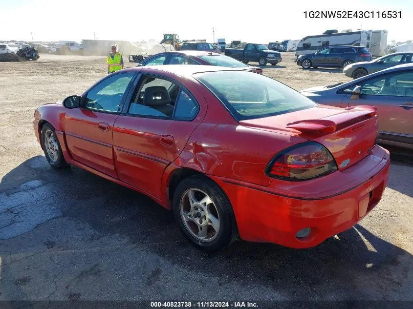 2003 Pontiac Grand Am Gt VIN: 1G2NW52E43C116531 Lot: 40823738