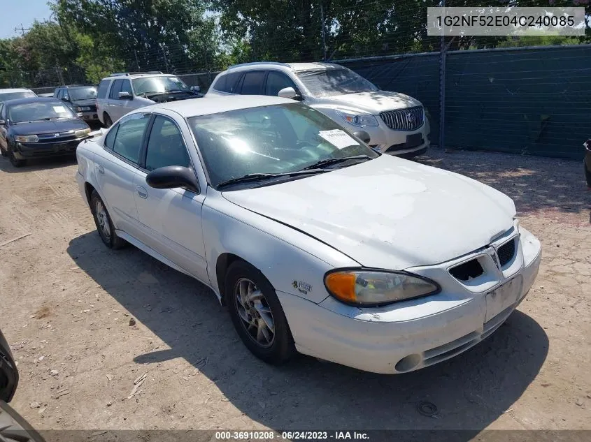 2004 Pontiac Grand Am Se1 VIN: 1G2NF52E04C240085 Lot: 36910208