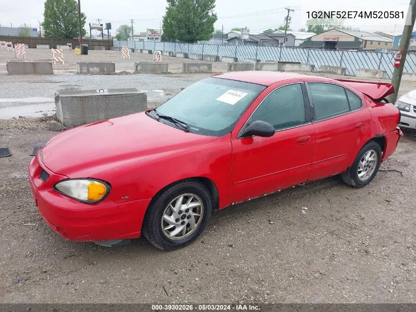 2004 Pontiac Grand Am Se1 VIN: 1G2NF52E74M520581 Lot: 39302026