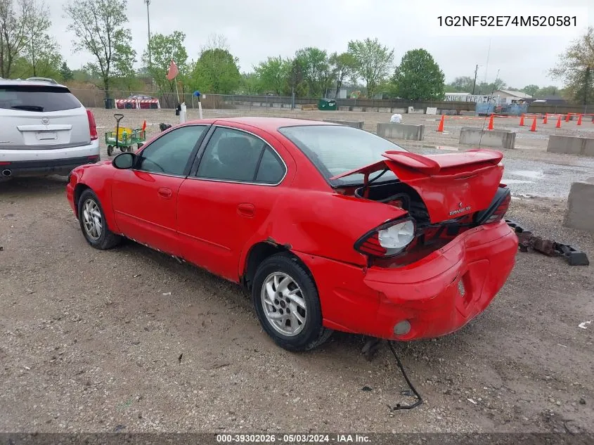 2004 Pontiac Grand Am Se1 VIN: 1G2NF52E74M520581 Lot: 39302026