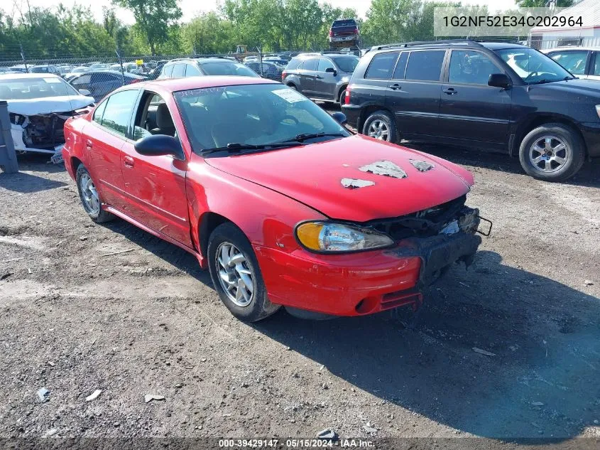 2004 Pontiac Grand Am Se1 VIN: 1G2NF52E34C202964 Lot: 40333313