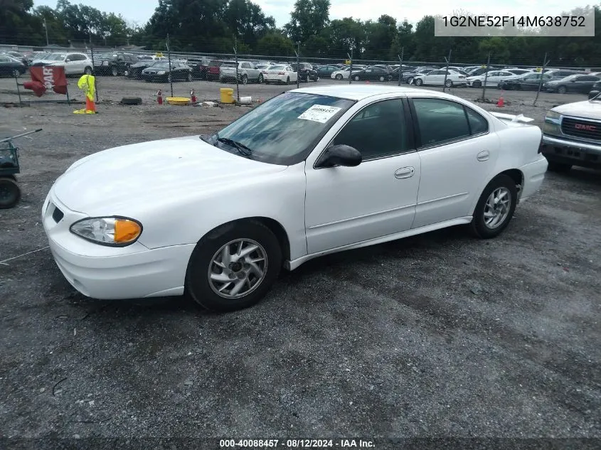 1G2NE52F14M638752 2004 Pontiac Grand Am Se