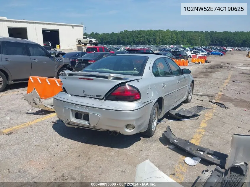 2004 Pontiac Grand Am Gt VIN: 1G2NW52E74C190625 Lot: 40093608