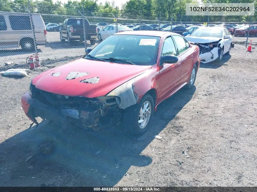 2004 Pontiac Grand Am Se1 VIN: 1G2NF52E34C202964 Lot: 40333313