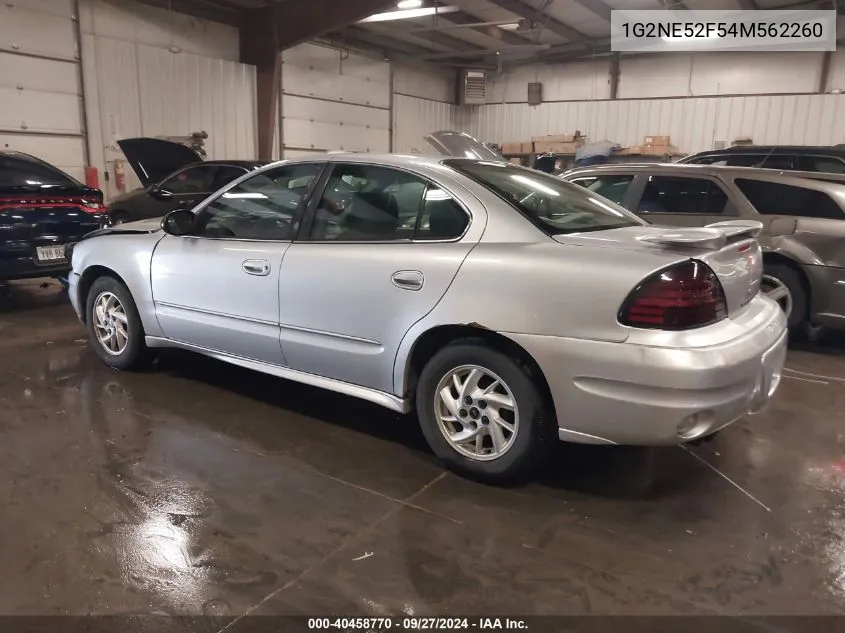 2004 Pontiac Grand Am Se VIN: 1G2NE52F54M562260 Lot: 40458770