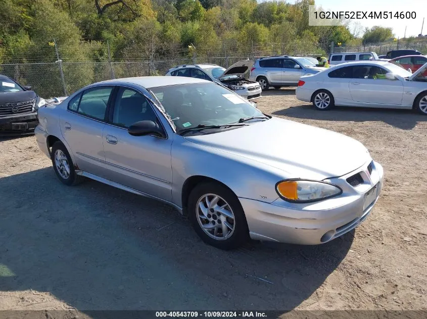 2004 Pontiac Grand Am Se1 VIN: 1G2NF52EX4M514600 Lot: 40543709