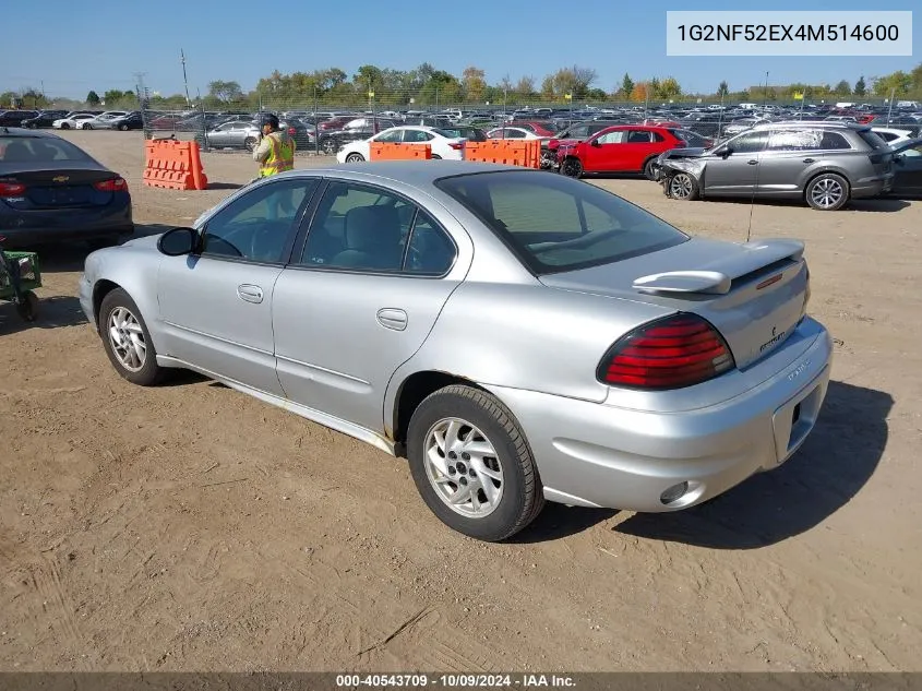 2004 Pontiac Grand Am Se1 VIN: 1G2NF52EX4M514600 Lot: 40543709