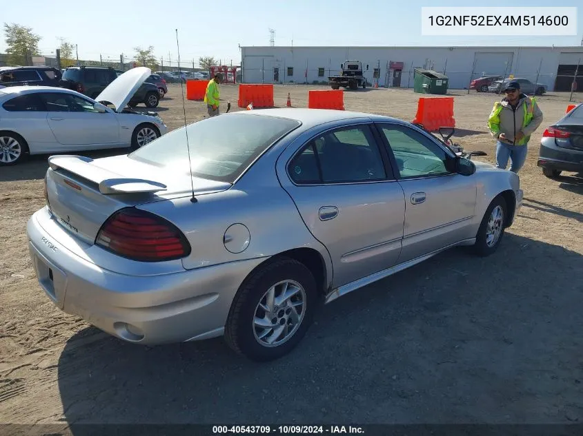 2004 Pontiac Grand Am Se1 VIN: 1G2NF52EX4M514600 Lot: 40543709