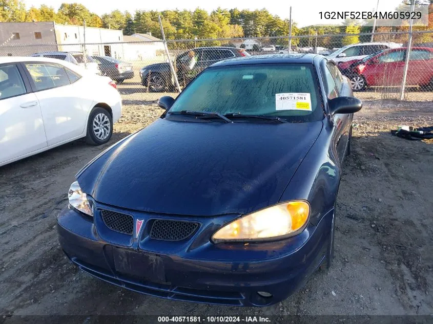 2004 Pontiac Grand Am Se1 VIN: 1G2NF52E84M605929 Lot: 40571581