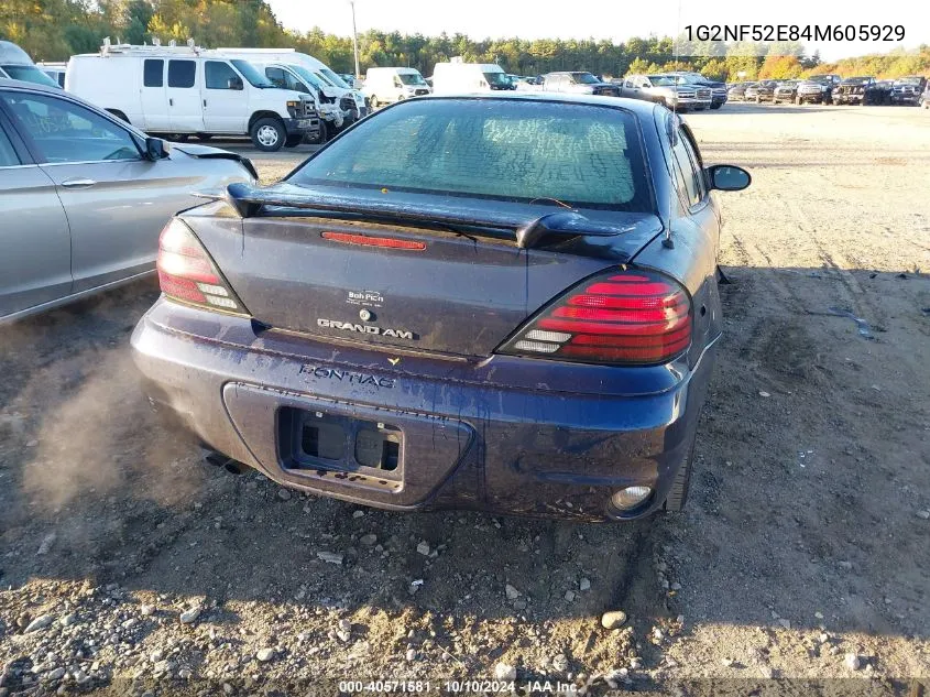 2004 Pontiac Grand Am Se1 VIN: 1G2NF52E84M605929 Lot: 40571581