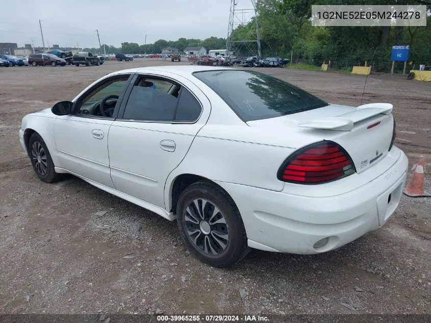 2005 Pontiac Grand Am Se VIN: 1G2NE52E05M244278 Lot: 39965255