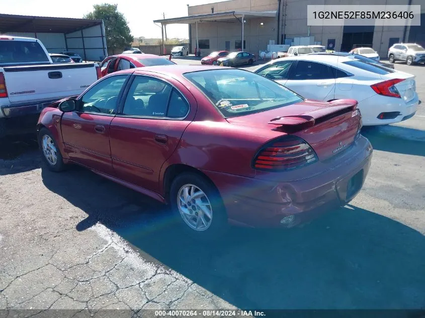 2005 Pontiac Grand Am Se VIN: 1G2NE52F85M236406 Lot: 40070264