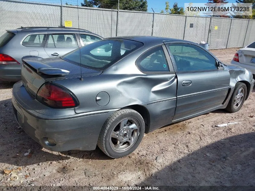 2005 Pontiac Grand Am Gt VIN: 1G2NW12E85M173238 Lot: 40545329