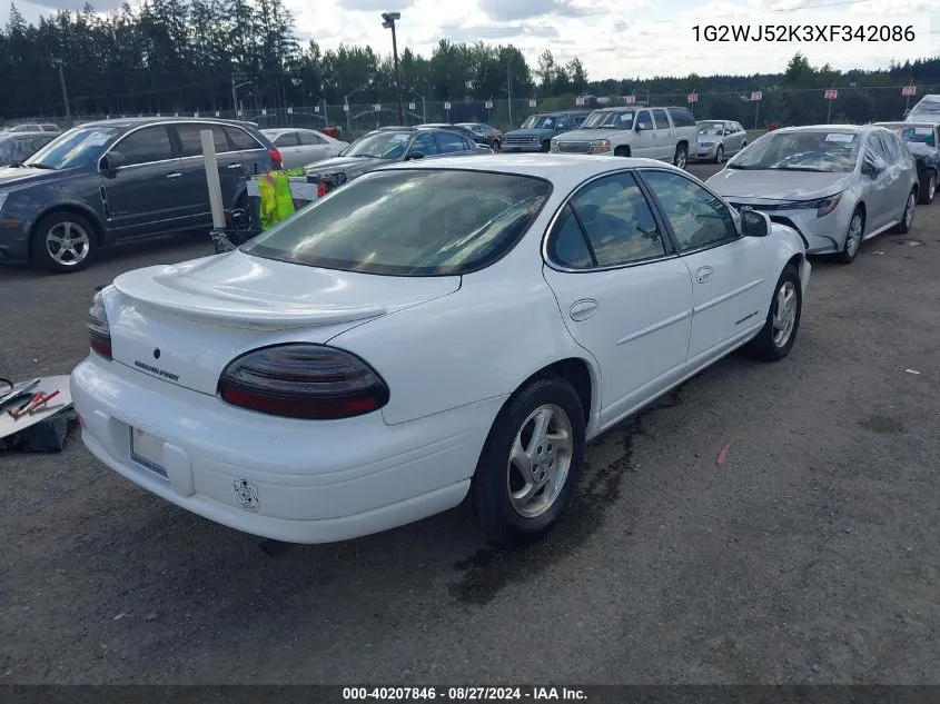 1999 Pontiac Grand Prix Se VIN: 1G2WJ52K3XF342086 Lot: 40207846