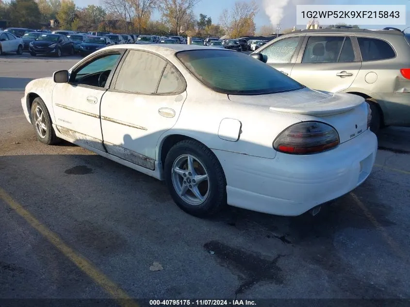 1999 Pontiac Grand Prix Gt VIN: 1G2WP52K9XF215843 Lot: 40795175