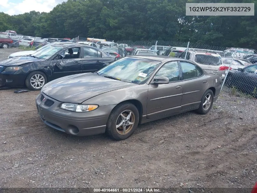 2000 Pontiac Grand Prix Gt VIN: 1G2WP52K2YF332729 Lot: 40164661