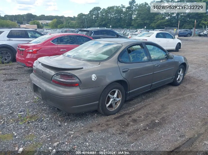 2000 Pontiac Grand Prix Gt VIN: 1G2WP52K2YF332729 Lot: 40164661