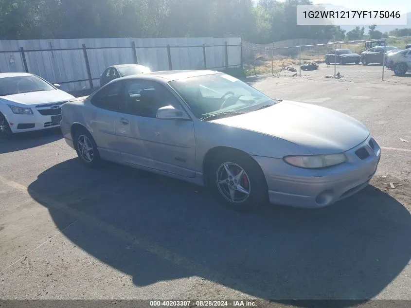 2000 Pontiac Grand Prix Gtp VIN: 1G2WR1217YF175046 Lot: 40203307