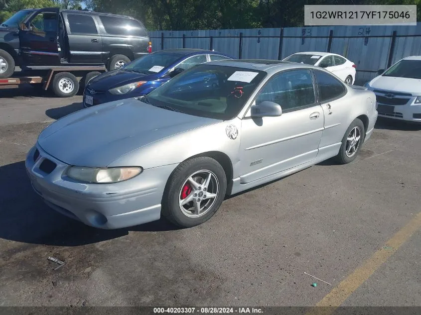 2000 Pontiac Grand Prix Gtp VIN: 1G2WR1217YF175046 Lot: 40203307