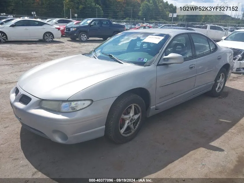 2000 Pontiac Grand Prix Gt VIN: 1G2WP52K3YF327152 Lot: 40377096