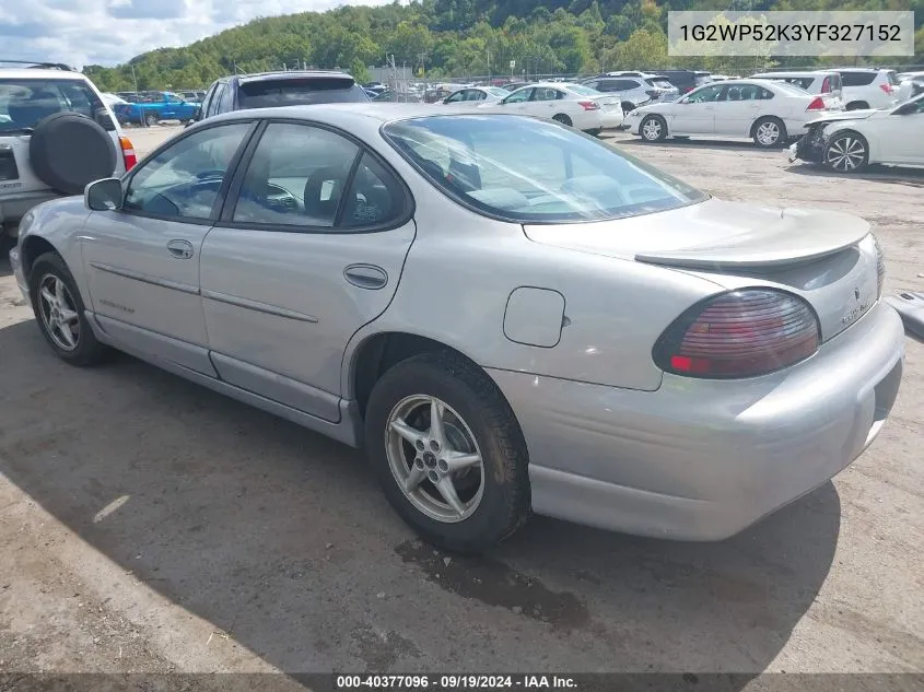 2000 Pontiac Grand Prix Gt VIN: 1G2WP52K3YF327152 Lot: 40377096