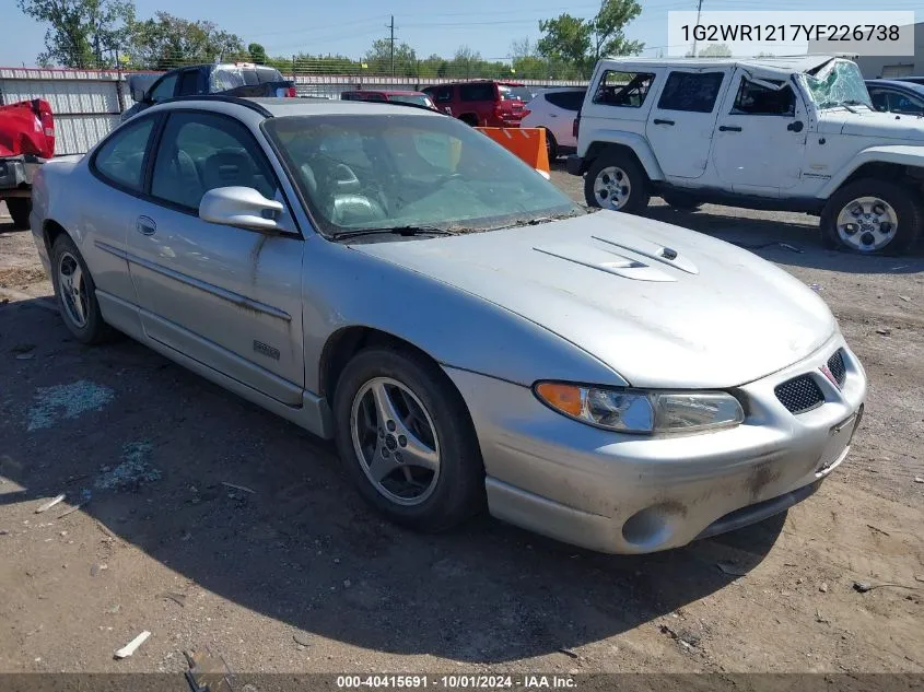 2000 Pontiac Grand Prix Gtp VIN: 1G2WR1217YF226738 Lot: 40415691