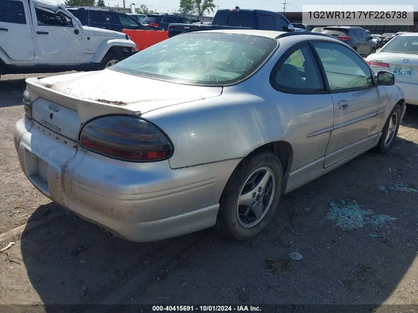 2000 Pontiac Grand Prix Gtp VIN: 1G2WR1217YF226738 Lot: 40415691