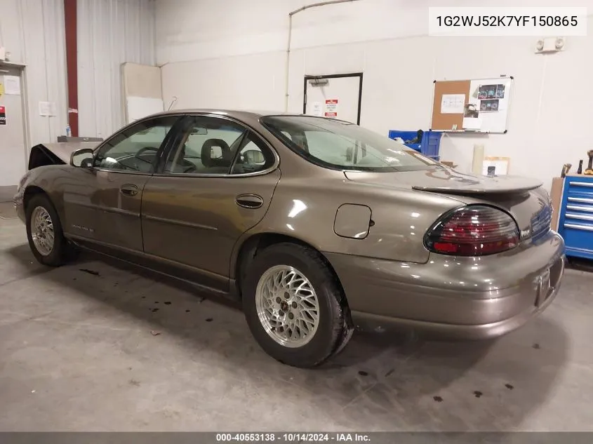 2000 Pontiac Grand Prix Se VIN: 1G2WJ52K7YF150865 Lot: 40553138