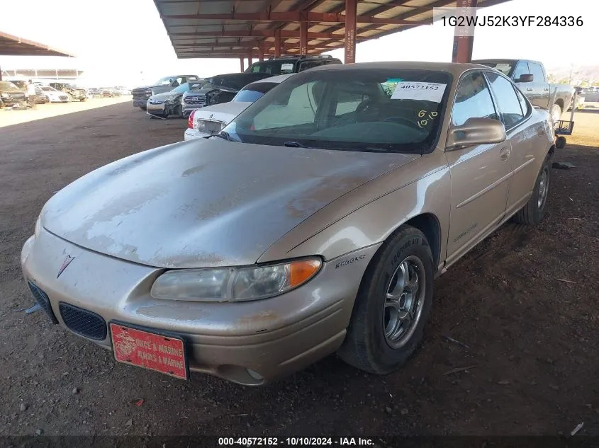 2000 Pontiac Grand Prix Se VIN: 1G2WJ52K3YF284336 Lot: 40572152