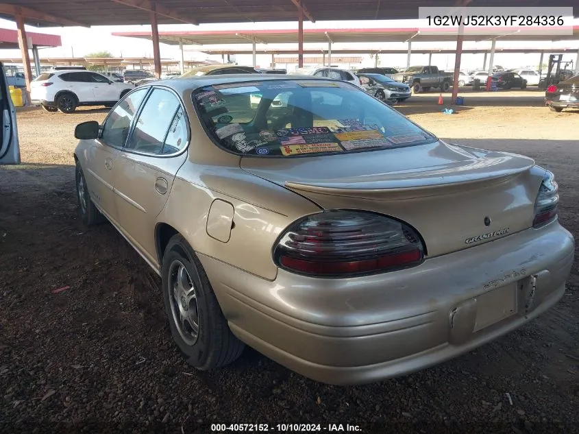 2000 Pontiac Grand Prix Se VIN: 1G2WJ52K3YF284336 Lot: 40572152