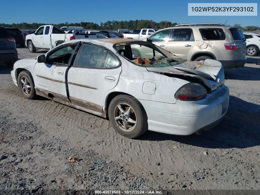 2000 Pontiac Grand Prix Gt VIN: 1G2WP52K3YF293102 Lot: 40579503