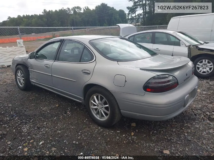 2000 Pontiac Grand Prix Se VIN: 1G2WJ52K6YF267823 Lot: 40774335