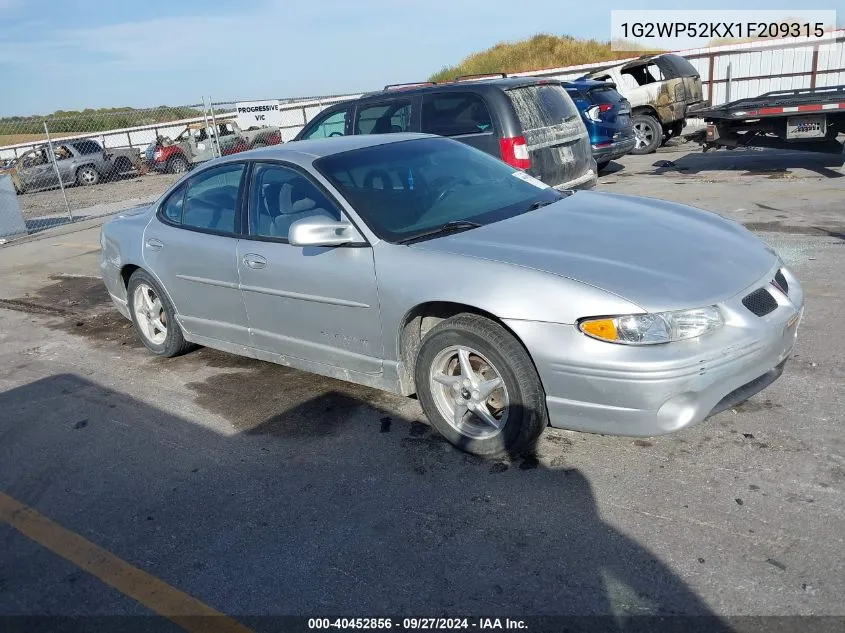 2001 Pontiac Grand Prix Gt VIN: 1G2WP52KX1F209315 Lot: 40452856