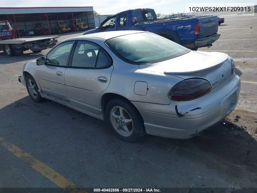 2001 Pontiac Grand Prix Gt VIN: 1G2WP52KX1F209315 Lot: 40452856