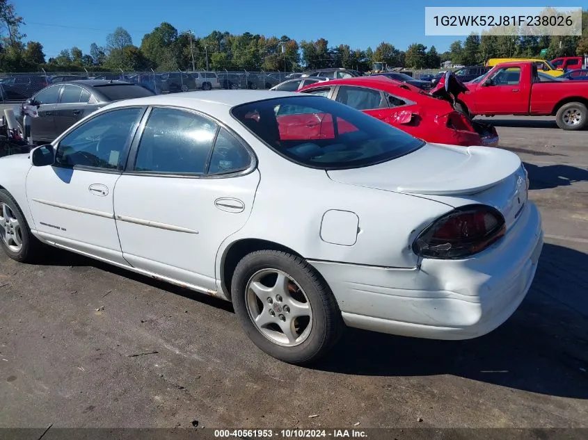 2001 Pontiac Grand Prix Se VIN: 1G2WK52J81F238026 Lot: 40561953