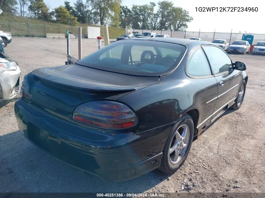 2002 Pontiac Grand Prix Gt VIN: 1G2WP12K72F234960 Lot: 40251386