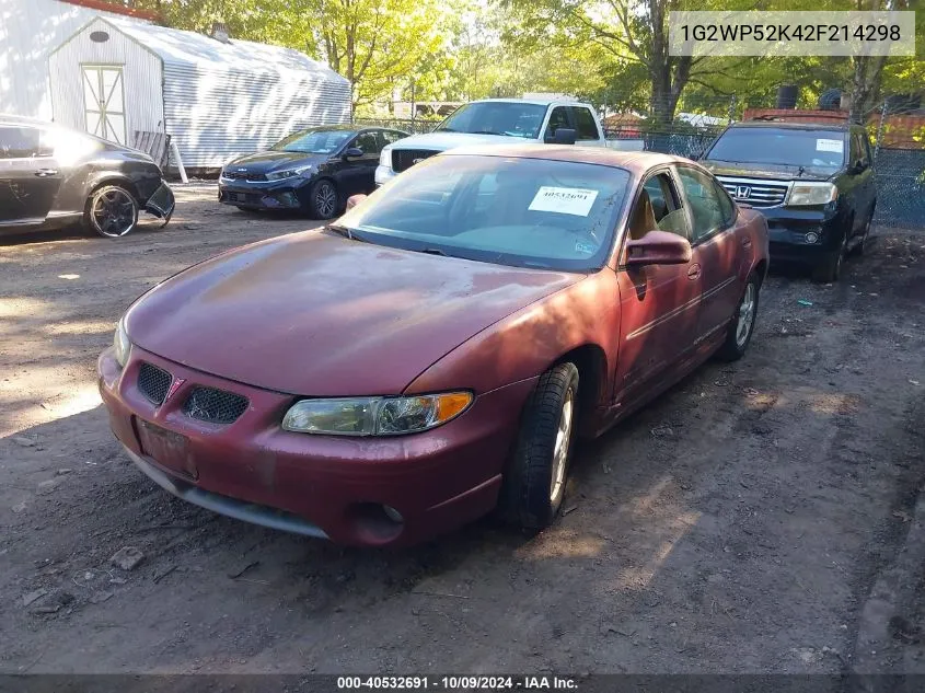 2002 Pontiac Grand Prix Gt VIN: 1G2WP52K42F214298 Lot: 40532691