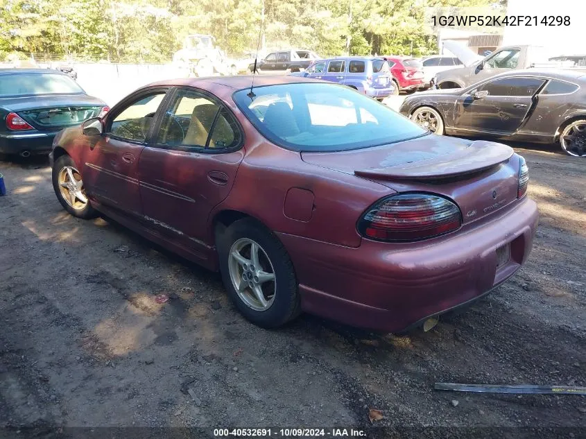 2002 Pontiac Grand Prix Gt VIN: 1G2WP52K42F214298 Lot: 40532691