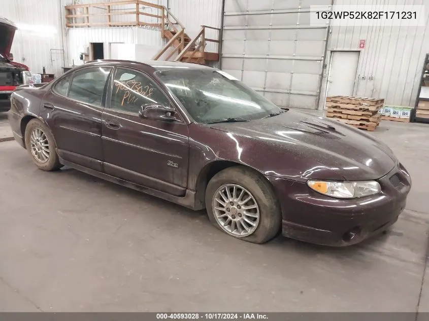 2002 Pontiac Grand Prix Gt VIN: 1G2WP52K82F171231 Lot: 40593028