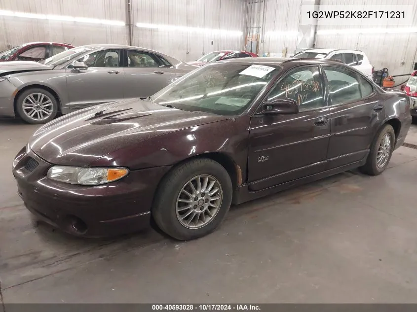 2002 Pontiac Grand Prix Gt VIN: 1G2WP52K82F171231 Lot: 40593028