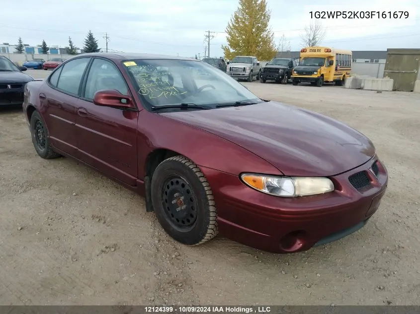 2003 Pontiac Grand Prix VIN: 1G2WP52K03F161679 Lot: 12124399