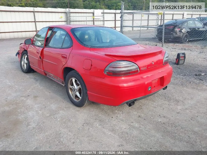 2003 Pontiac Grand Prix Gt VIN: 1G2WP52K13F139478 Lot: 40324175