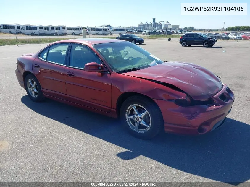 2003 Pontiac Grand Prix Gt VIN: 1G2WP52K93F104106 Lot: 40456270