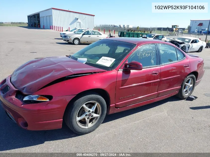 2003 Pontiac Grand Prix Gt VIN: 1G2WP52K93F104106 Lot: 40456270