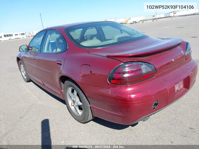 2003 Pontiac Grand Prix Gt VIN: 1G2WP52K93F104106 Lot: 40456270