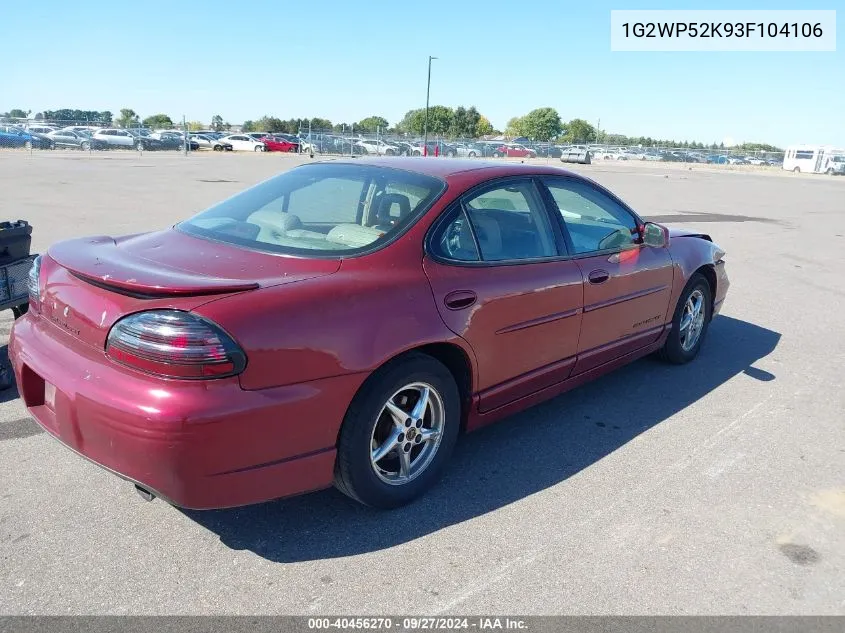 2003 Pontiac Grand Prix Gt VIN: 1G2WP52K93F104106 Lot: 40456270