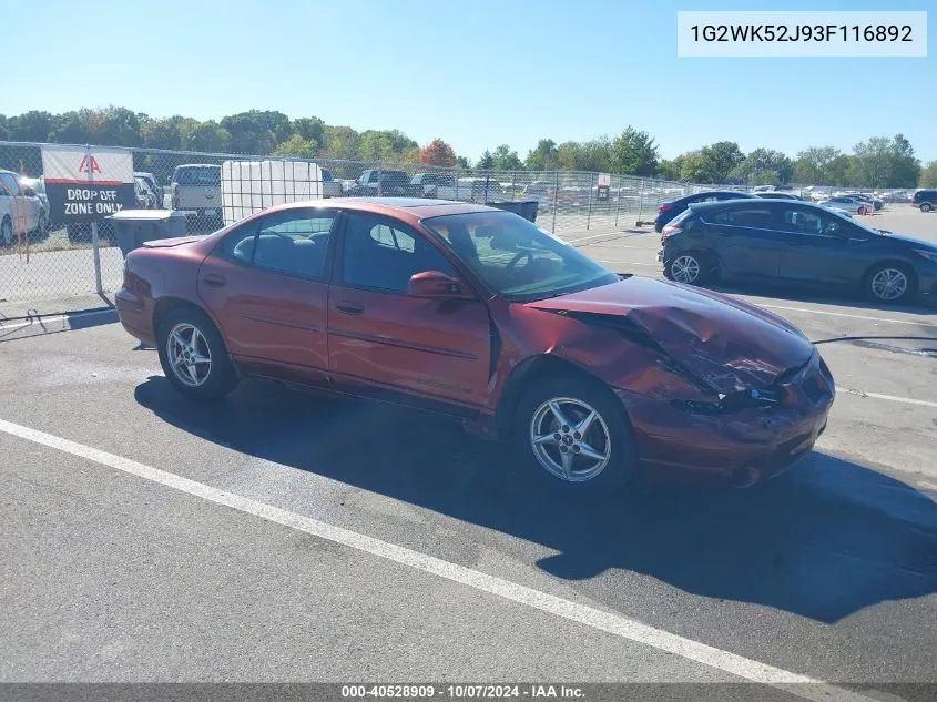 2003 Pontiac Grand Prix Se VIN: 1G2WK52J93F116892 Lot: 40528909