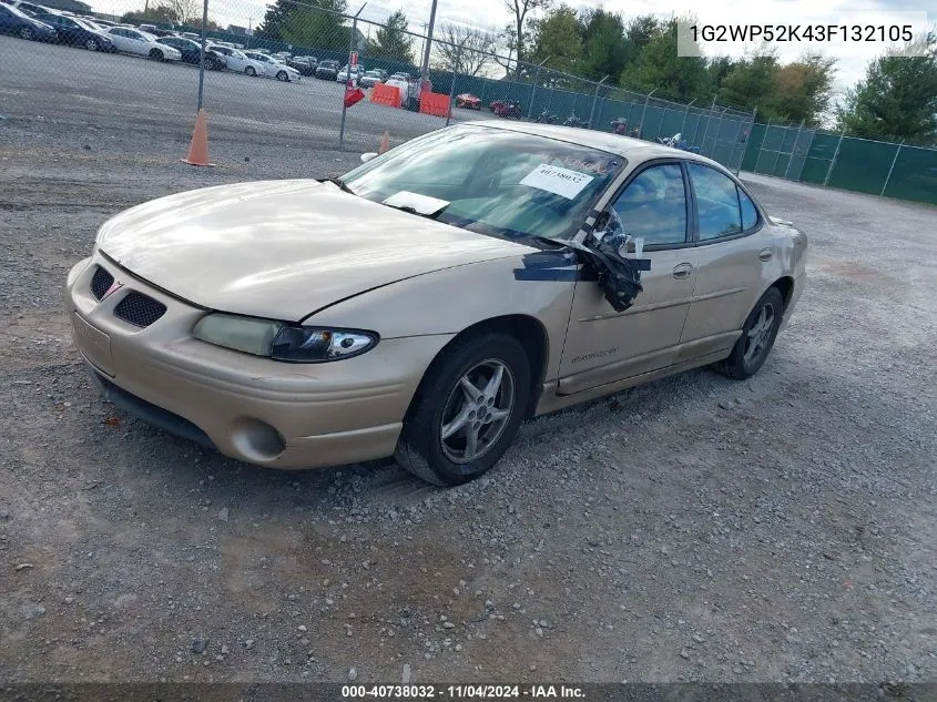 2003 Pontiac Grand Prix Gt VIN: 1G2WP52K43F132105 Lot: 40738032